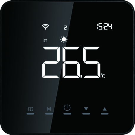 AE-5503D thermostat with black glass front