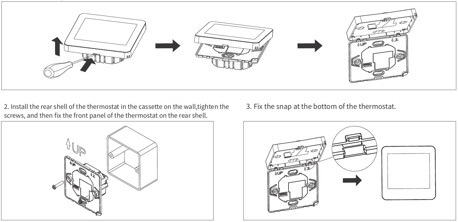 AE-5503D front-panel removal and recessed wall mounting from the product manual